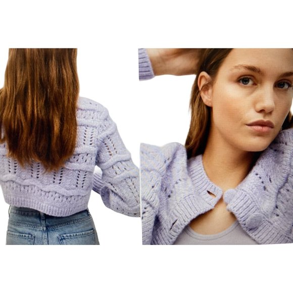 Mingo Chunky Knit Cardigan Lavender Small - Picture 8 of 8